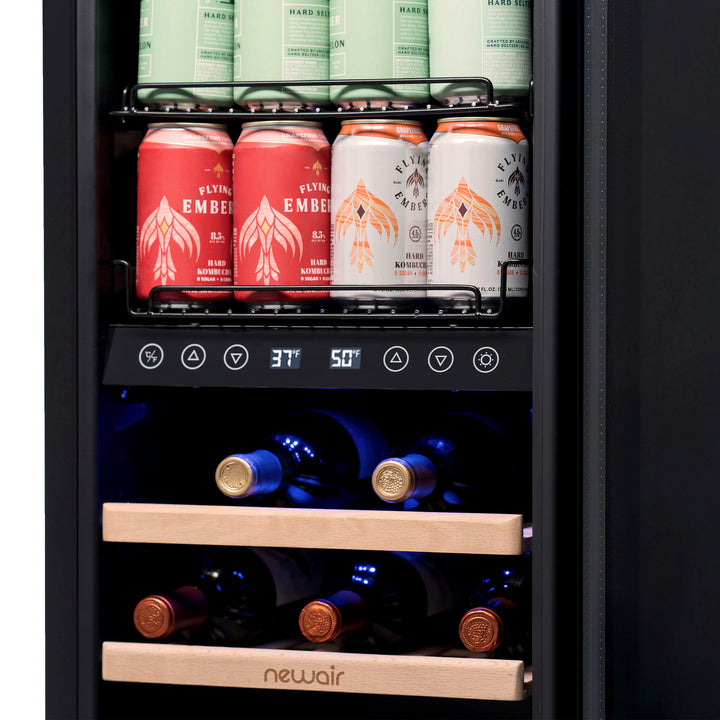 NewAir - 13-Bottle and 48-Can Built-in Dual Zone Beverage Cooler with SplitShelf - Black Stainless Steel_2