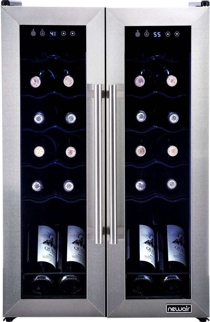NewAir - 24-Bottle Dual Zone Wine Cooler with French Doors - Stainless steel_4