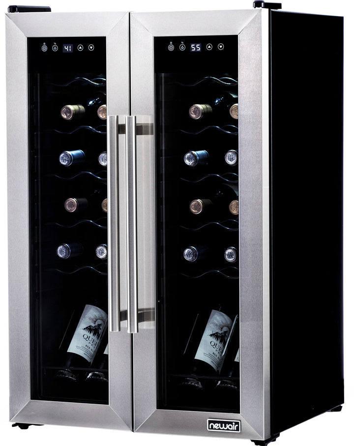 NewAir - 24-Bottle Dual Zone Wine Cooler with French Doors - Stainless steel_3