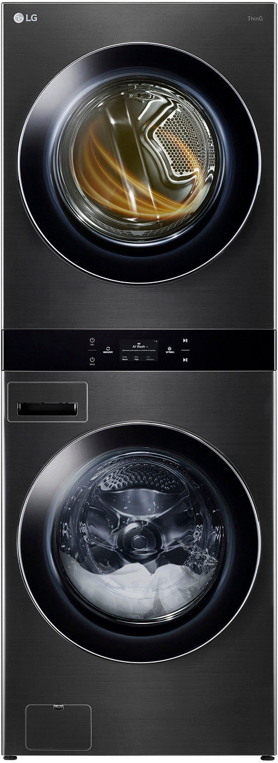 LG - 5.0 Cu. Ft. HE Smart Front Load Washer and 7.4 Cu. Ft. Electric Dryer WashTower with Steam and Center Control - Black Steel_23