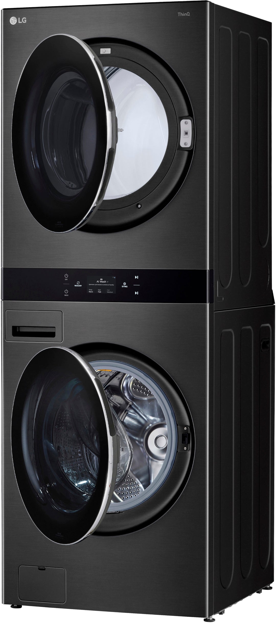 LG - 5.0 Cu. Ft. HE Smart Front Load Washer and 7.4 Cu. Ft. Electric Dryer WashTower with Steam and Center Control - Black Steel_24