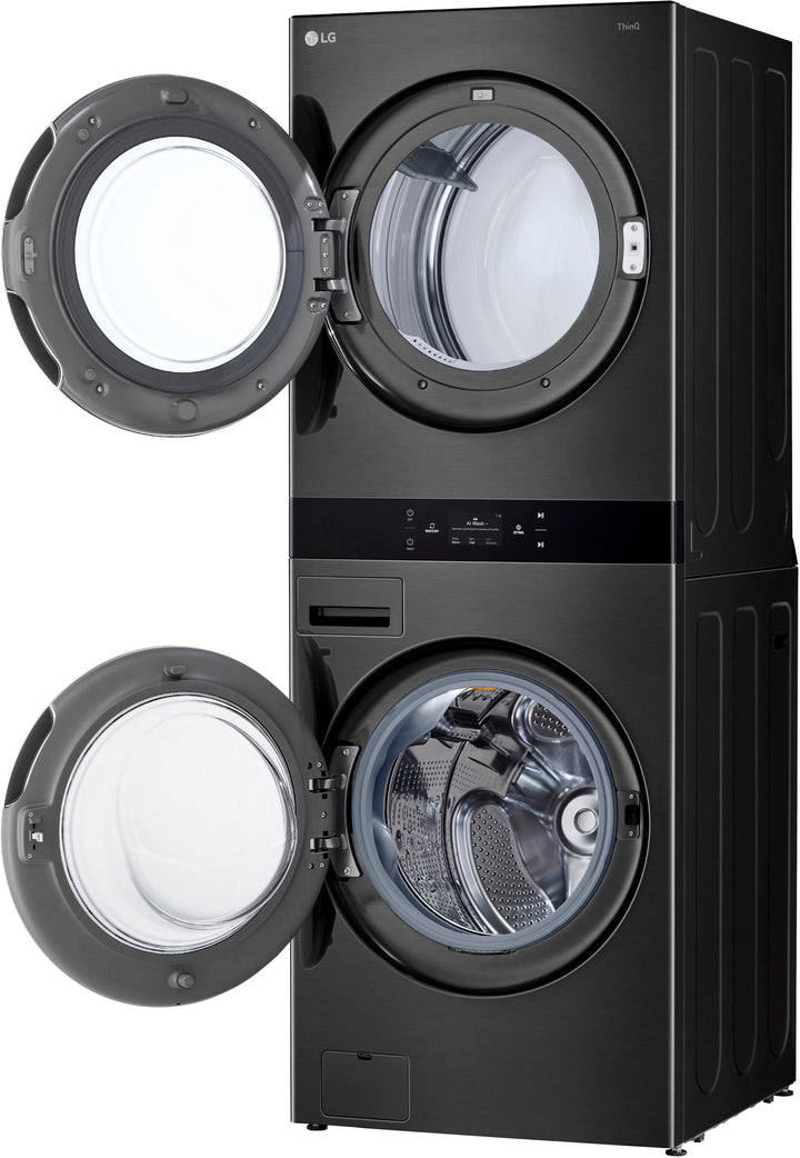 LG - 5.0 Cu. Ft. HE Smart Front Load Washer and 7.4 Cu. Ft. Electric Dryer WashTower with Steam and Center Control - Black Steel_22