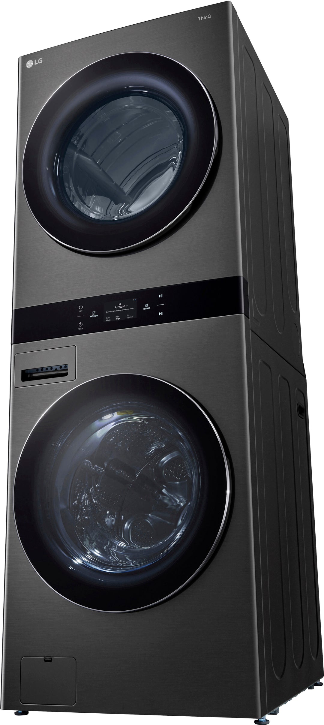 LG - 5.0 Cu. Ft. HE Smart Front Load Washer and 7.4 Cu. Ft. Electric Dryer WashTower with Steam and Center Control - Black Steel_21