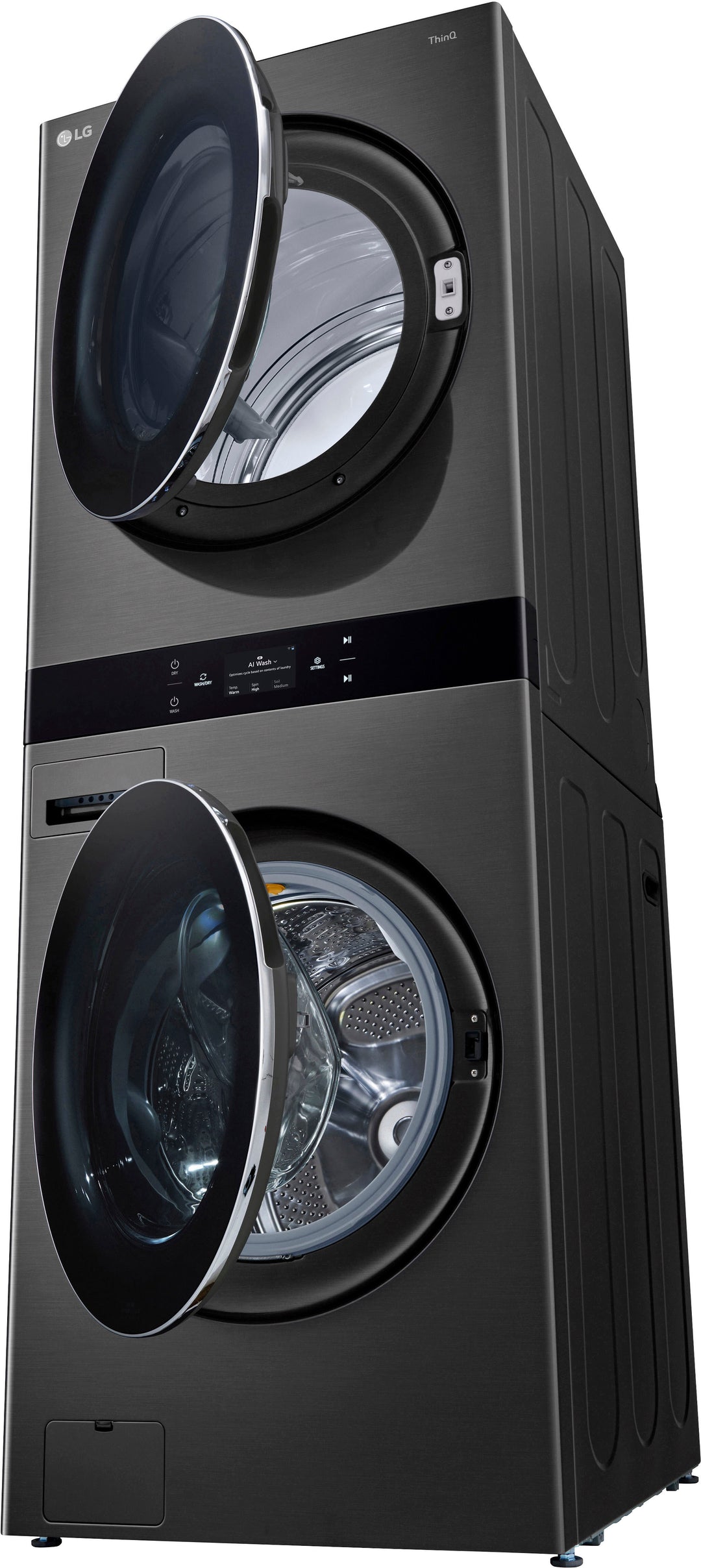 LG - 5.0 Cu. Ft. HE Smart Front Load Washer and 7.4 Cu. Ft. Electric Dryer WashTower with Steam and Center Control - Black Steel_19