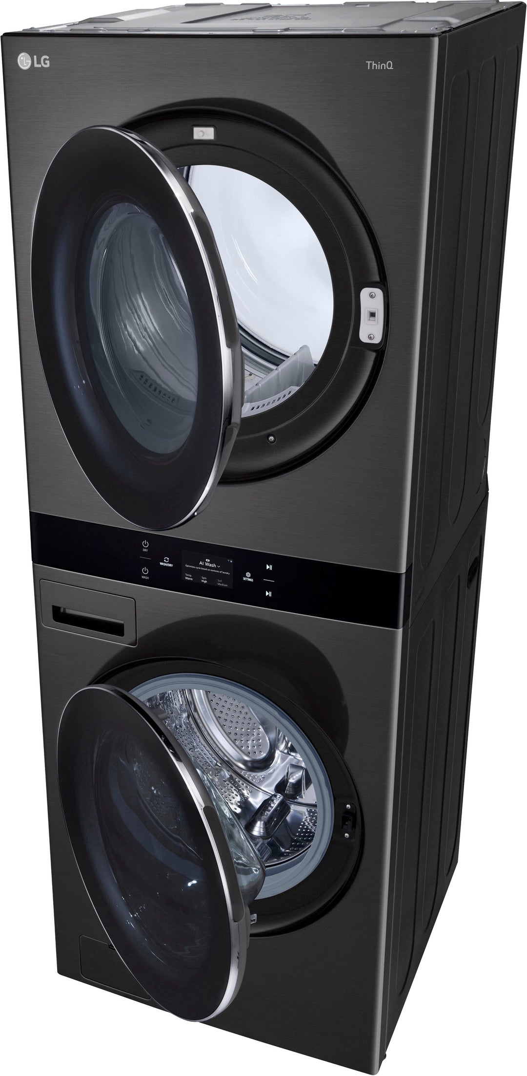 LG - 5.0 Cu. Ft. HE Smart Front Load Washer and 7.4 Cu. Ft. Electric Dryer WashTower with Steam and Center Control - Black Steel_18