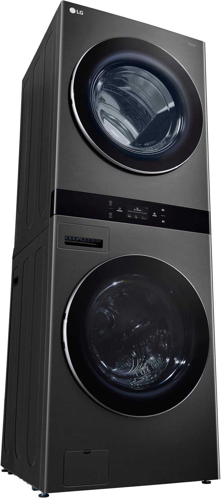 LG - 5.0 Cu. Ft. HE Smart Front Load Washer and 7.4 Cu. Ft. Electric Dryer WashTower with Steam and Center Control - Black Steel_4