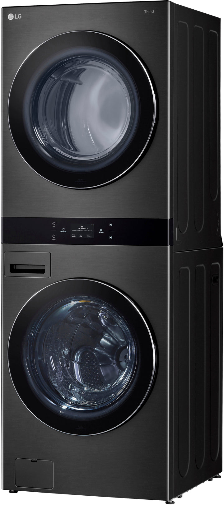 LG - 5.0 Cu. Ft. HE Smart Front Load Washer and 7.4 Cu. Ft. Electric Dryer WashTower with Steam and Center Control - Black Steel_2