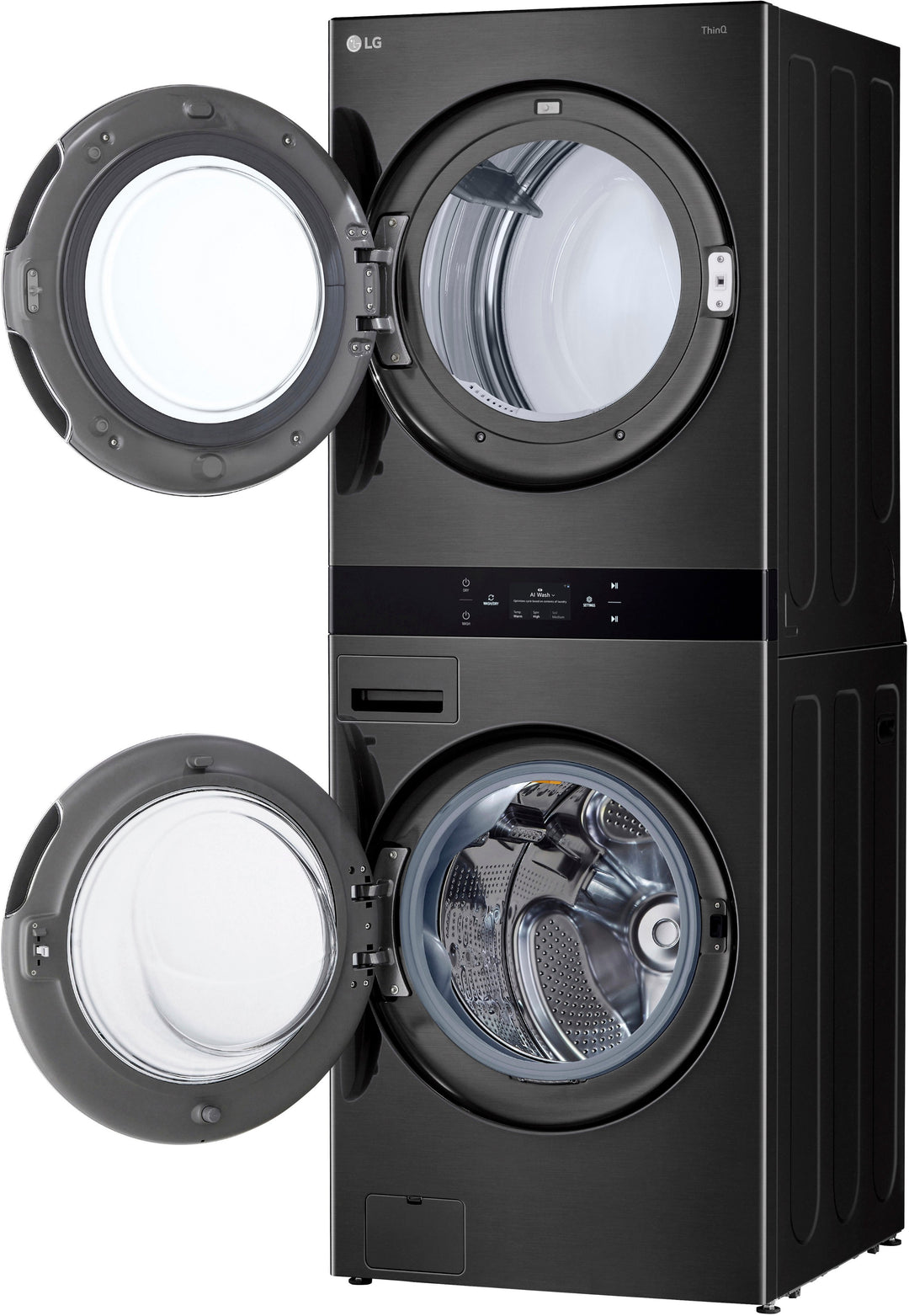 LG - 5.0 Cu. Ft. HE Smart Front Load Washer and 7.4 Cu. Ft. Gas Dryer WashTower with Steam and Center Control - Black Steel_22