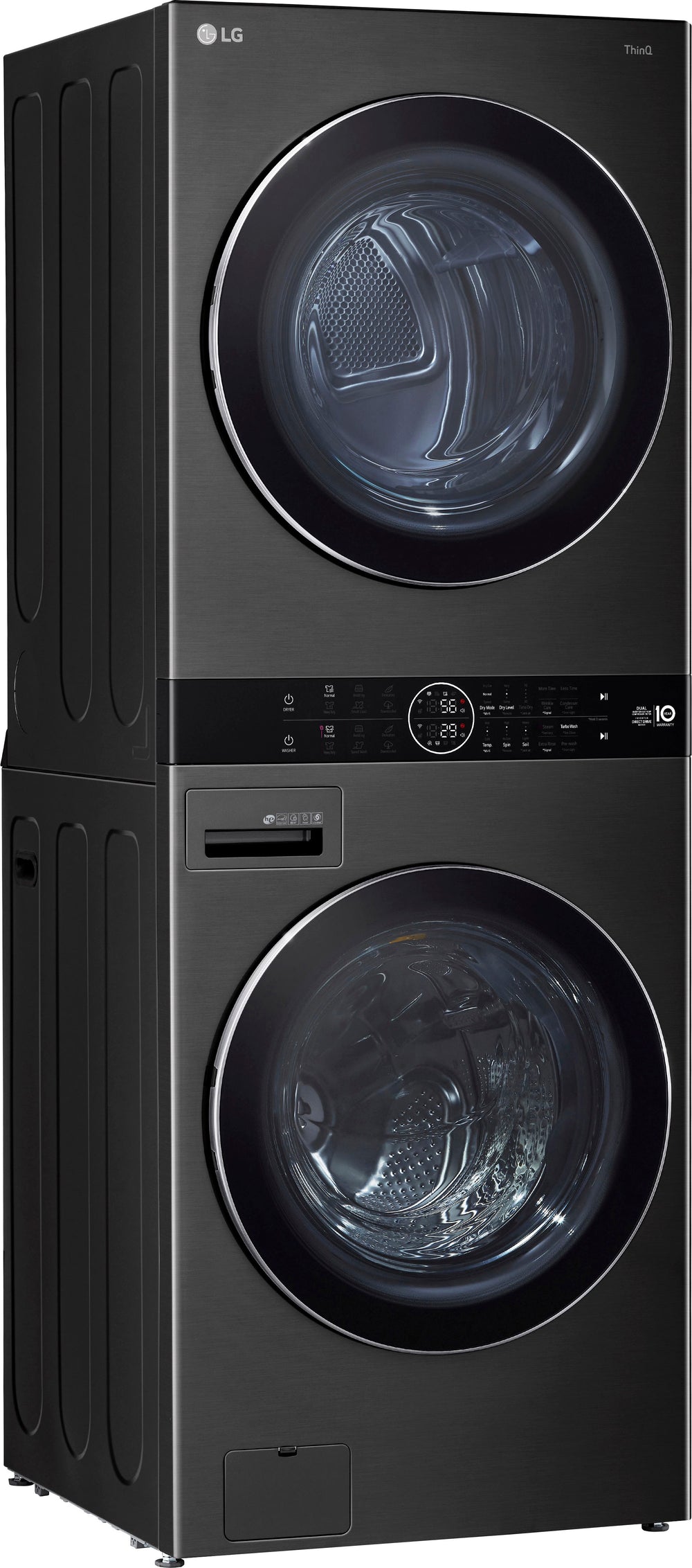 LG - 4.5 Cu. Ft. HE Smart Front Load Washer and 7.4 Cu. Ft. Electric Dryer WashTower with Steam and Ventless Dryer - Black Steel_1