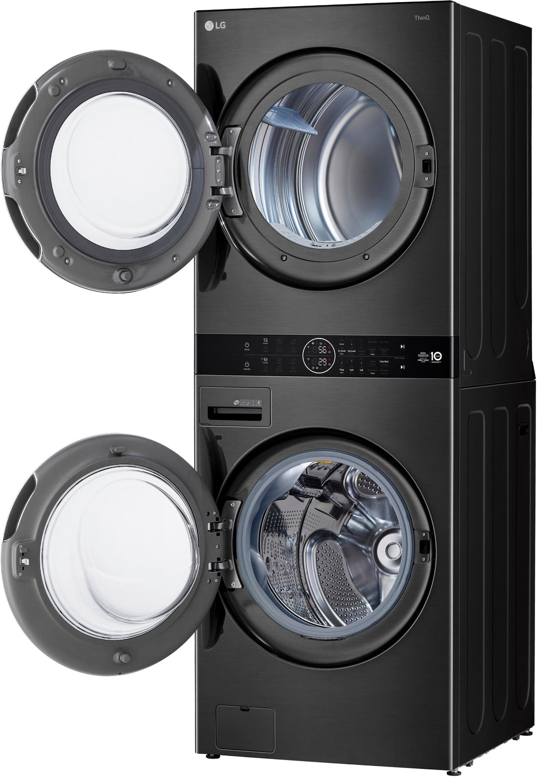 LG - 4.5 Cu. Ft. HE Smart Front Load Washer and 7.4 Cu. Ft. Electric Dryer WashTower with Steam and Ventless Dryer - Black Steel_22