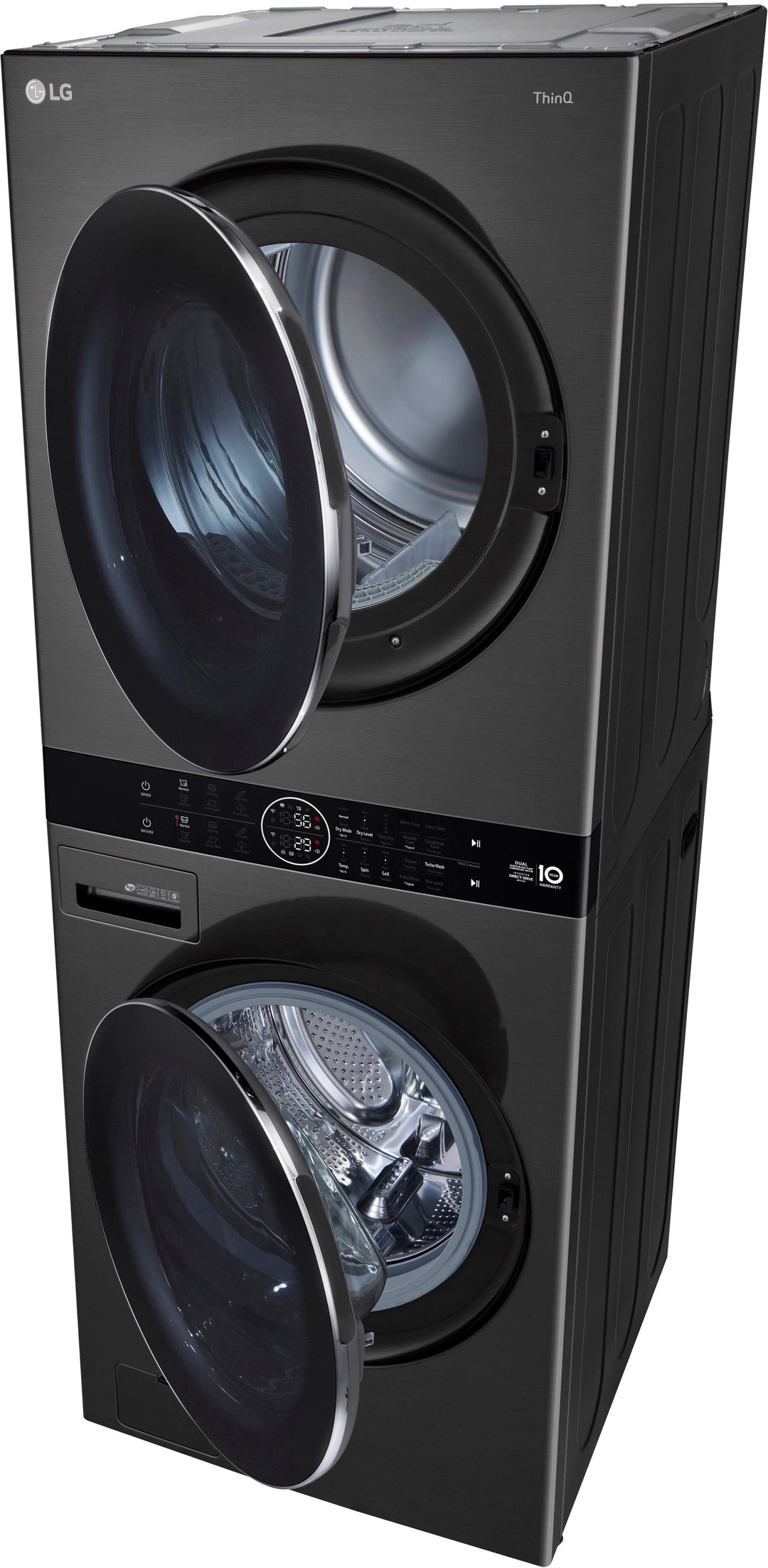LG - 4.5 Cu. Ft. HE Smart Front Load Washer and 7.4 Cu. Ft. Electric Dryer WashTower with Steam and Ventless Dryer - Black Steel_19