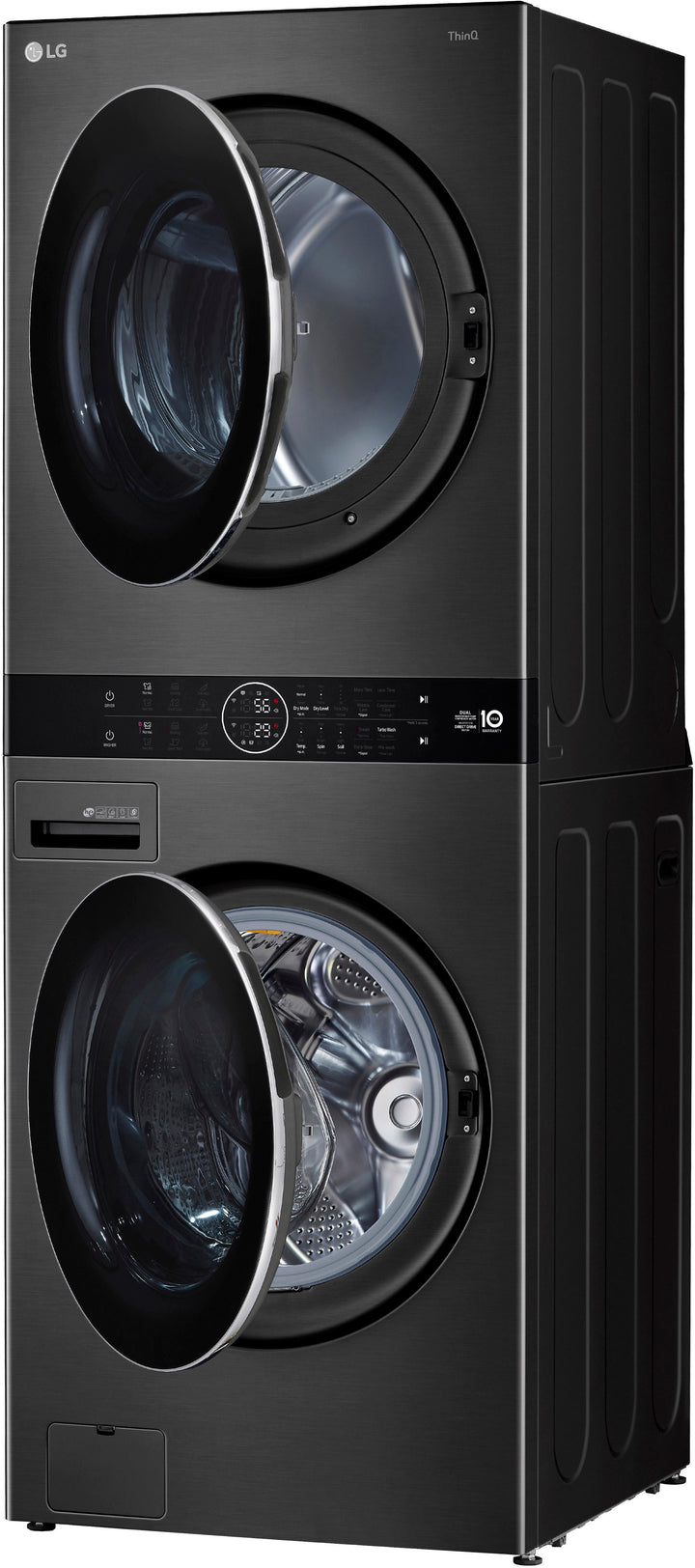 LG - 4.5 Cu. Ft. HE Smart Front Load Washer and 7.4 Cu. Ft. Electric Dryer WashTower with Steam and Ventless Dryer - Black Steel_3