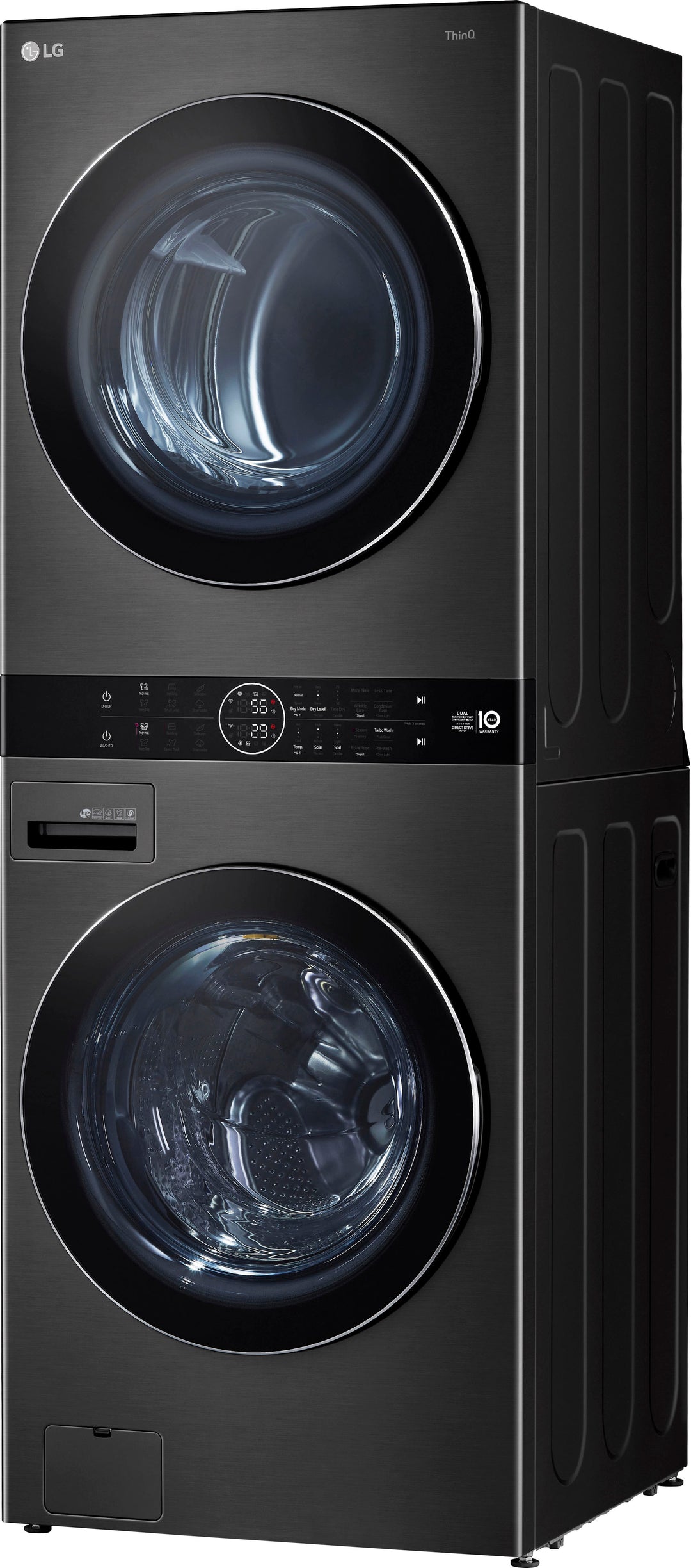 LG - 4.5 Cu. Ft. HE Smart Front Load Washer and 7.4 Cu. Ft. Electric Dryer WashTower with Steam and Ventless Dryer - Black Steel_2