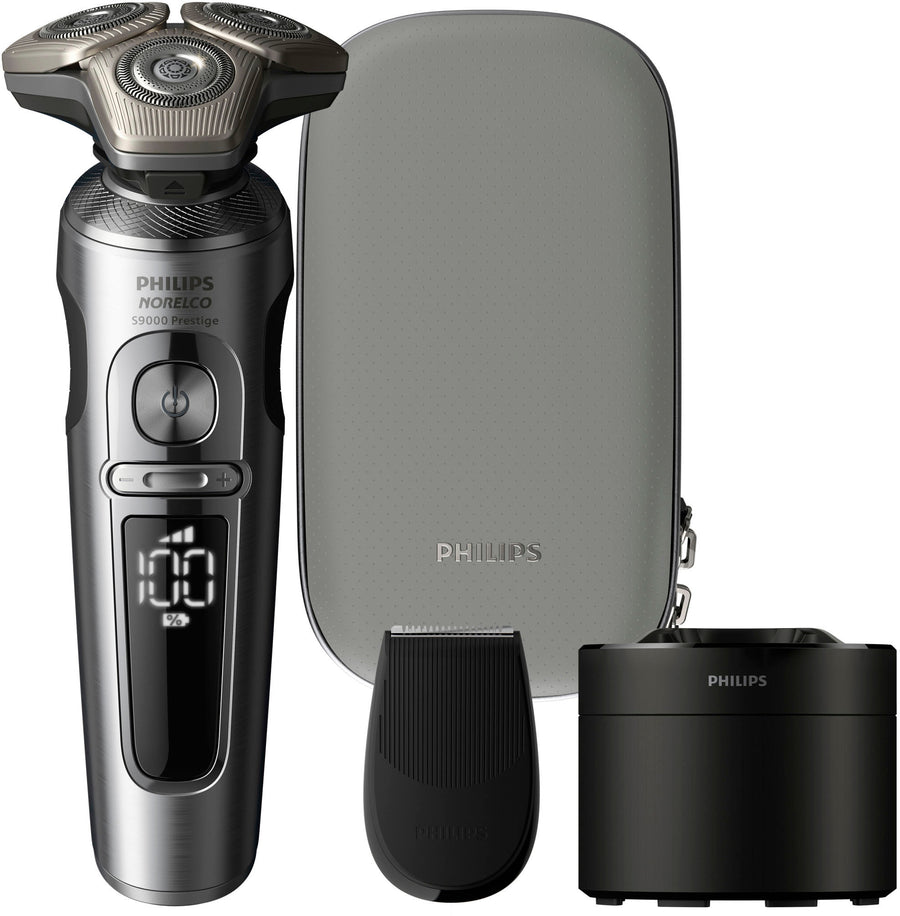 Philips Norelco S9000 Prestige Rechargeable Wet & Dry Shaver with Precision Trimmer and Premium Case, SP9841/84 - Light Brushed Chrome_0