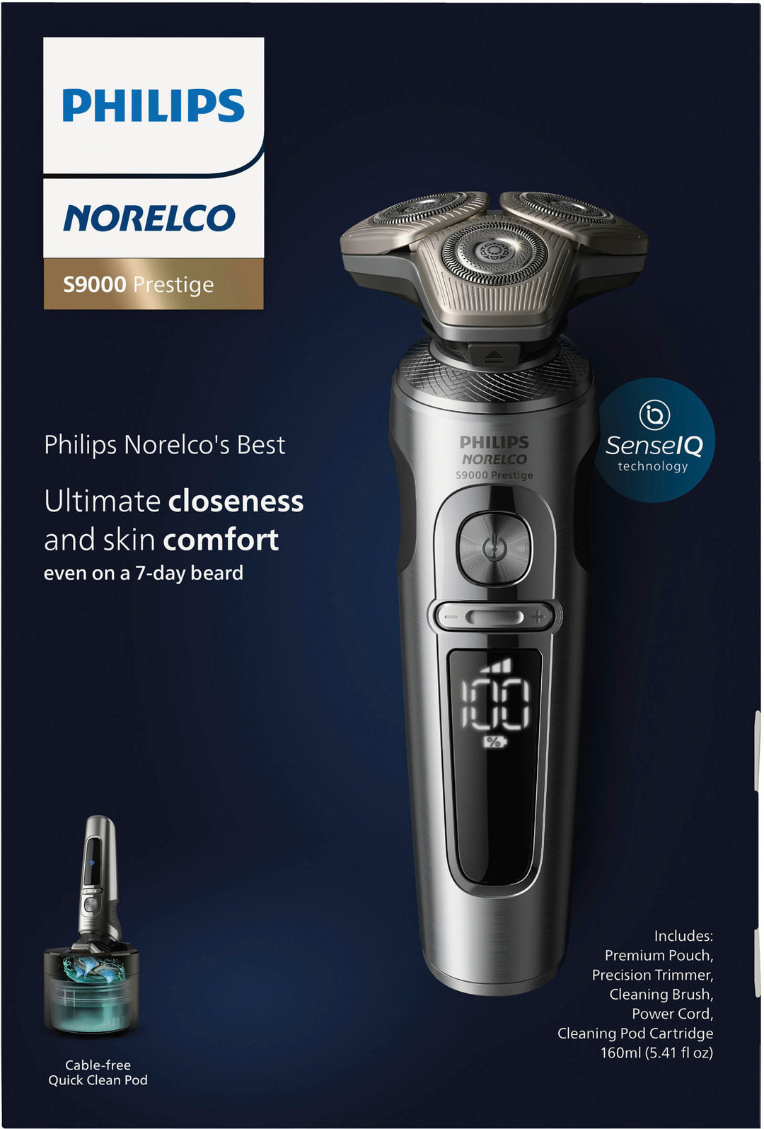 Philips Norelco S9000 Prestige Rechargeable Wet & Dry Shaver with Precision Trimmer and Premium Case, SP9841/84 - Light Brushed Chrome_3