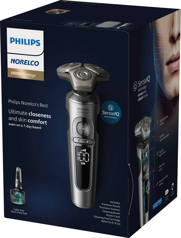 Philips Norelco S9000 Prestige Rechargeable Wet & Dry Shaver with Precision Trimmer and Premium Case, SP9841/84 - Light Brushed Chrome_2
