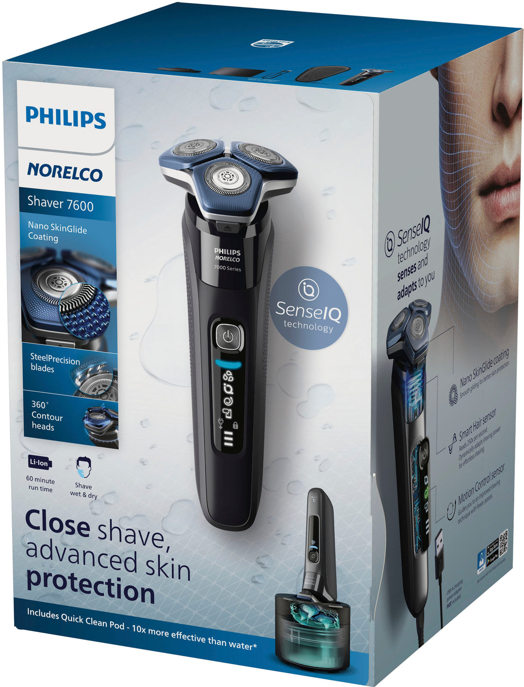 Philips Norelco Shaver 7600, Rechargeable Wet & Dry Electric Shaver with SenseIQ Technology, S7886/84 - Black_2