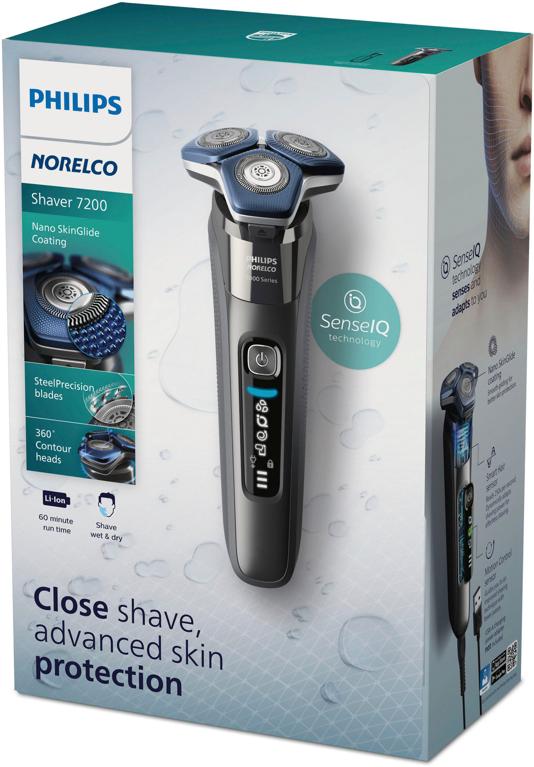 Philips Norelco Shaver 7200, Rechargeable Wet & Dry Electric Shaver with SenseIQ Technology and Pop-up Trimmer S7887/82 - Black_2