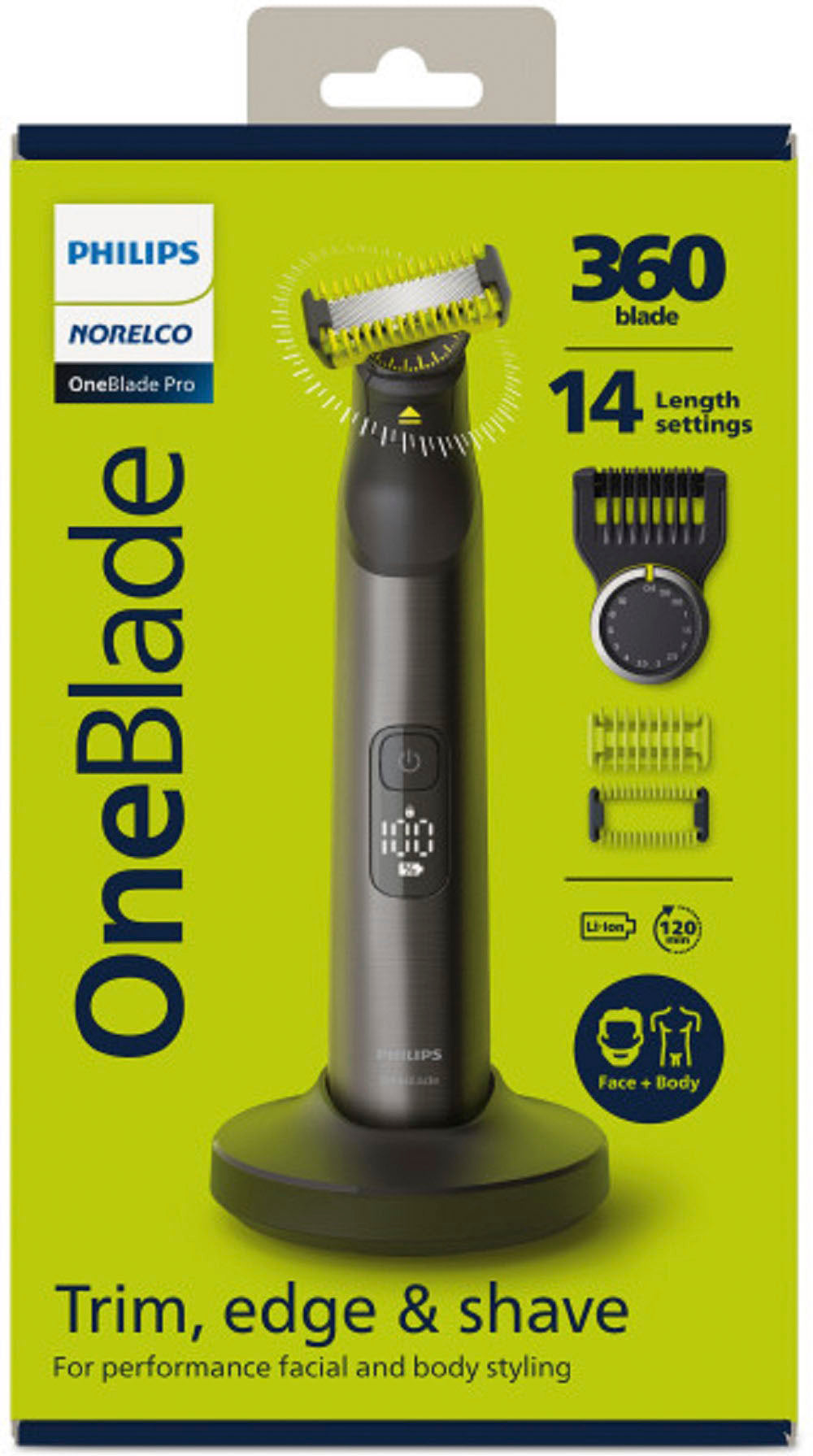 Philips Norelco - Philips Norelco, OneBlade 360, Pro Face & Body, Hybrid Electric Trimmer and Shaver, QP6551/70 - Chrome_4