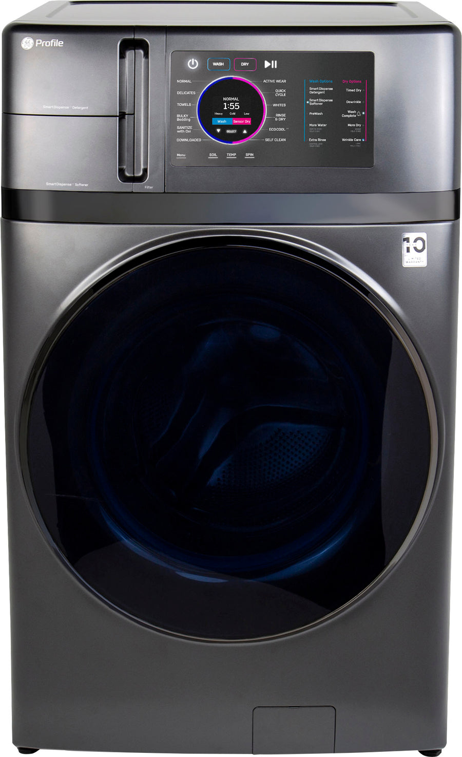 GE Profile - UltraFast 4.8 cu ft Large Capacity All-in-One Washer/Dryer Combo with Ventless Heat Pump Technology - Carbon Graphite_0