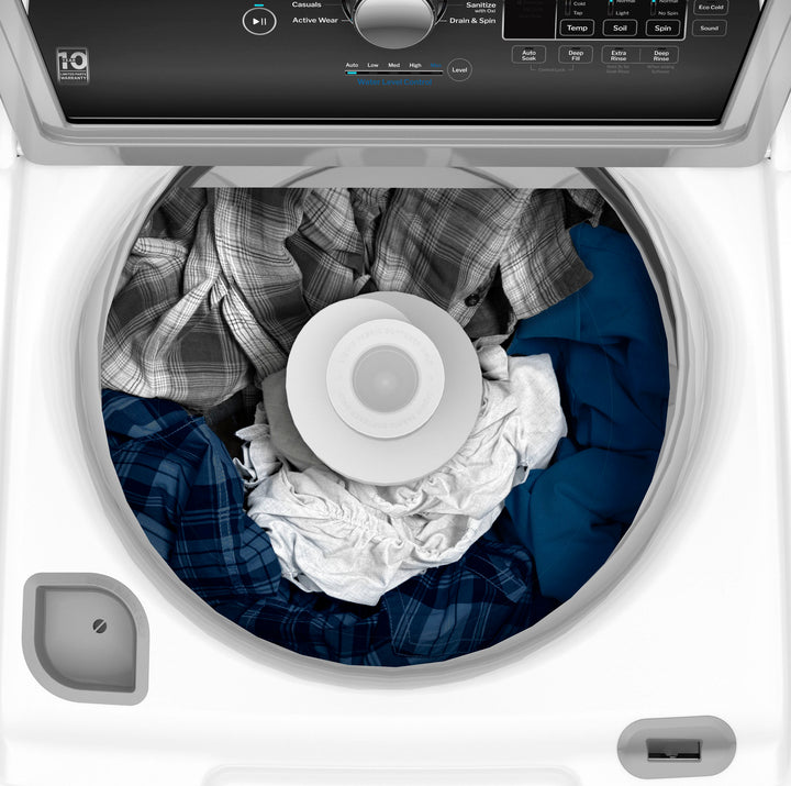 GE - 4.5 cu ft Top Load Washer with Water Level Control, Deep Fill, Quick Wash, and Glass Lid - White on White_24