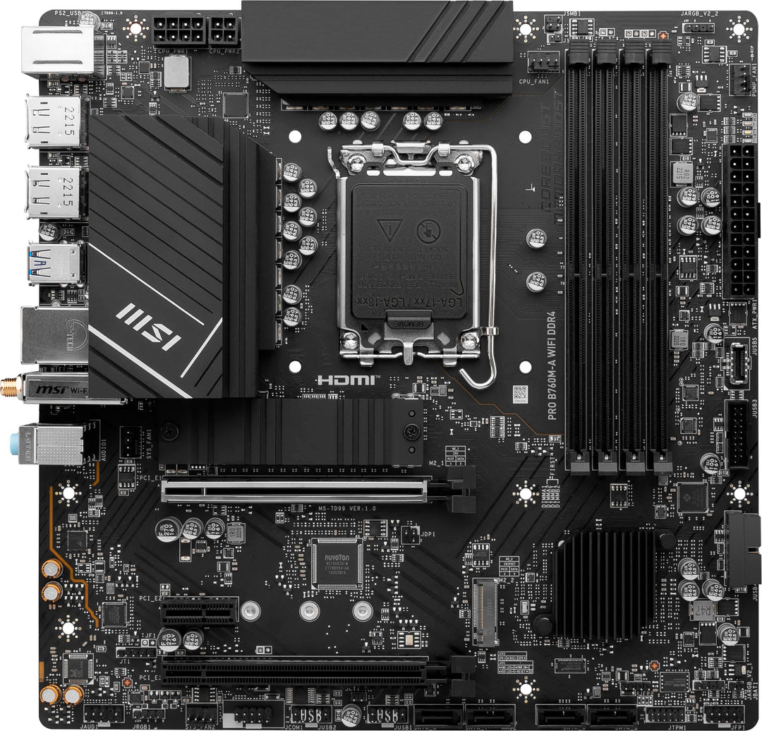 MSI - PRO B760M-A WIFI DDR4 (Socket LGA 1700) USB 3.2 Intel Motherboard - Black_1