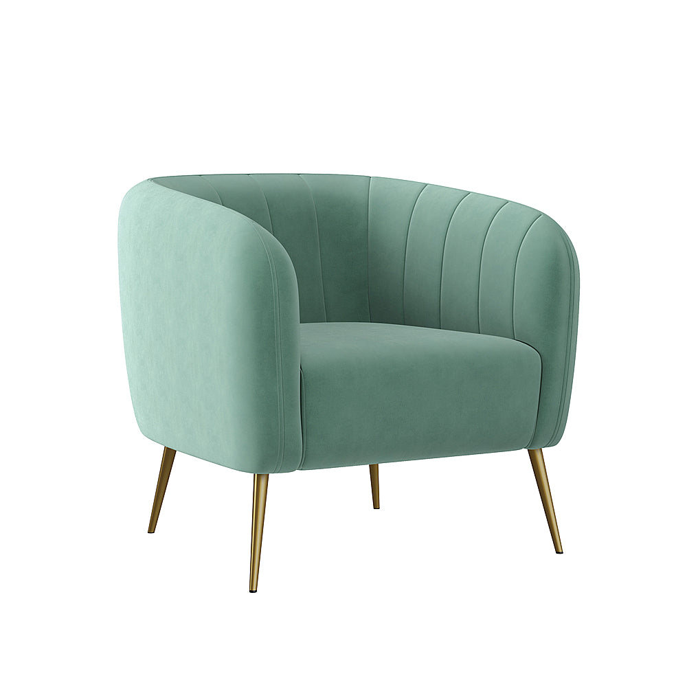 Handy Living - Meath Mid-century Modern Velvet Barrel Chair - Turquoise Blue_1