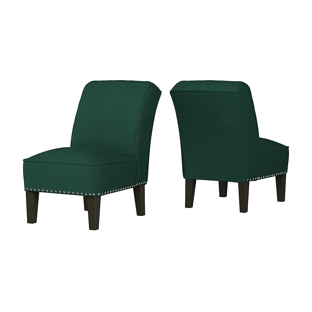 Handy Living - Bryce Transitional Armless Linen Accent Chairs (set of 2) - Emerald Green_1