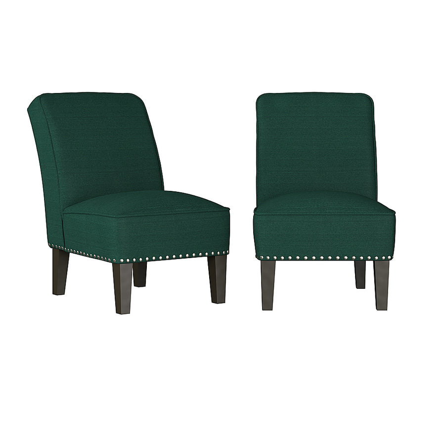 Handy Living - Bryce Transitional Armless Linen Accent Chairs (set of 2) - Emerald Green_0