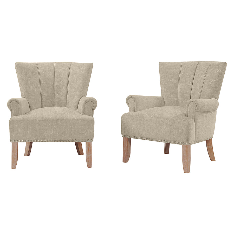 Handy Living - Merrimo Chenille Rolled Arm Chair (set of 2) - Barley Tan_0