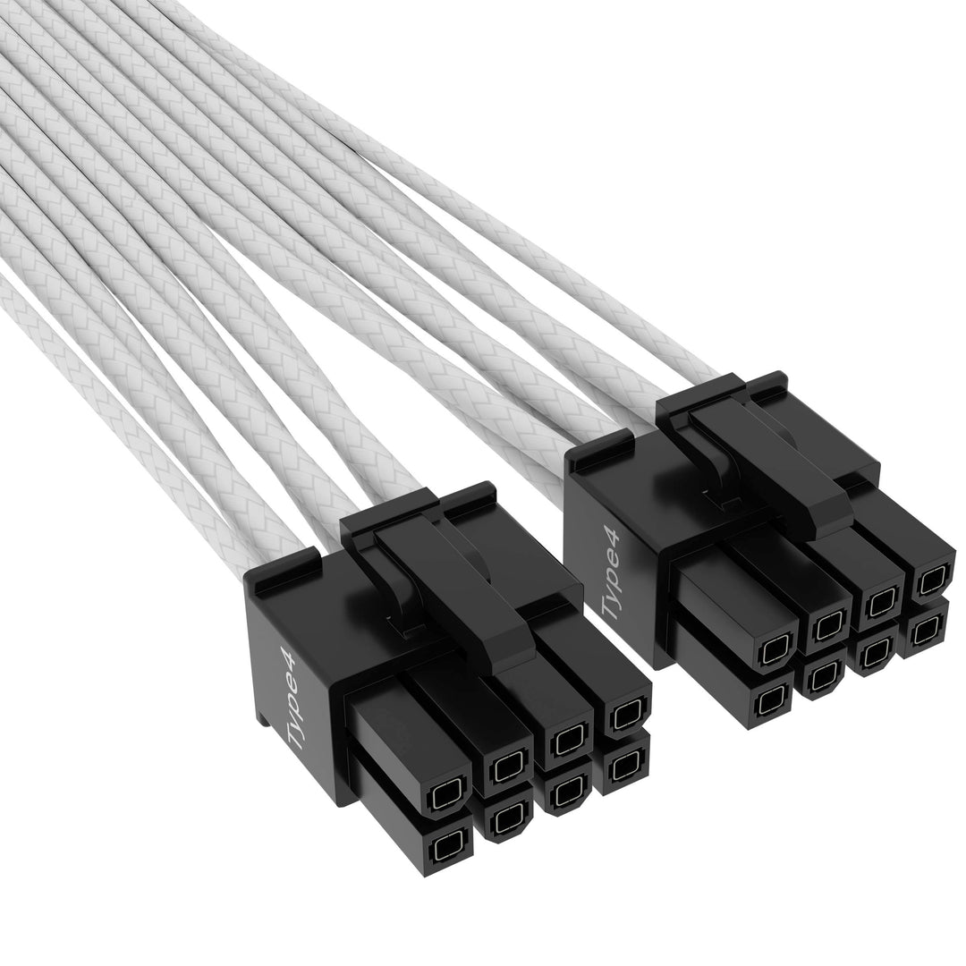 CORSAIR - 2’ Premium Individually Sleeved 12+4pin PCIe Gen 5 Type-4 600W 12VHPWR Cable - White_1