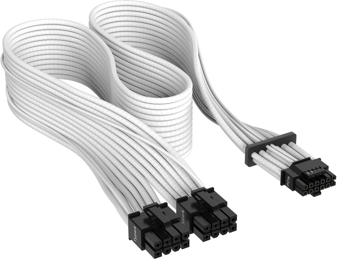 CORSAIR - 2’ Premium Individually Sleeved 12+4pin PCIe Gen 5 Type-4 600W 12VHPWR Cable - White_0