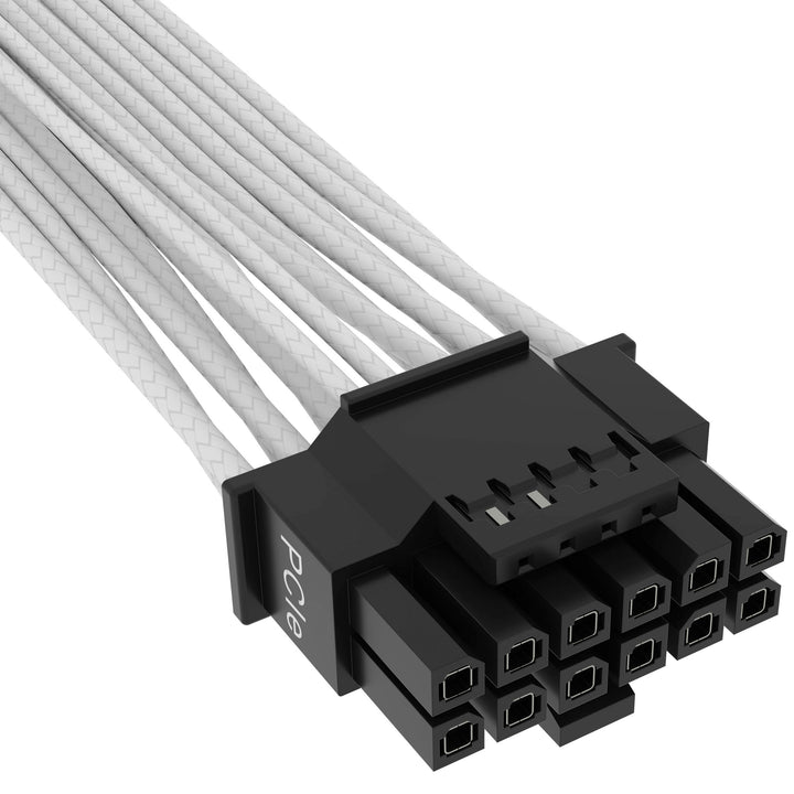 CORSAIR - 2’ Premium Individually Sleeved 12+4pin PCIe Gen 5 Type-4 600W 12VHPWR Cable - White_2
