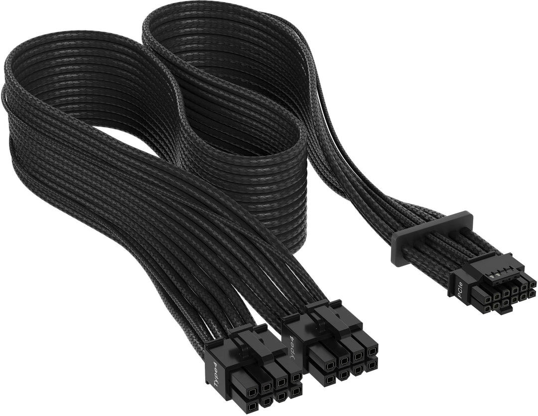 CORSAIR - 2’ Premium Individually Sleeved 12+4pin PCIe Gen 5 Type-4 600W 12VHPWR Cable - Black_0