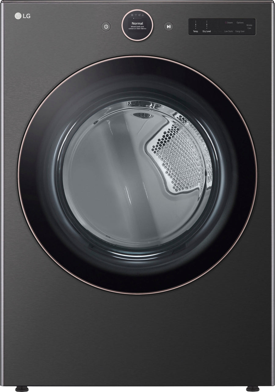 LG - 7.4 Cu. Ft. Smart Electric Dryer with Steam and Sensor Dry - Black Steel_0