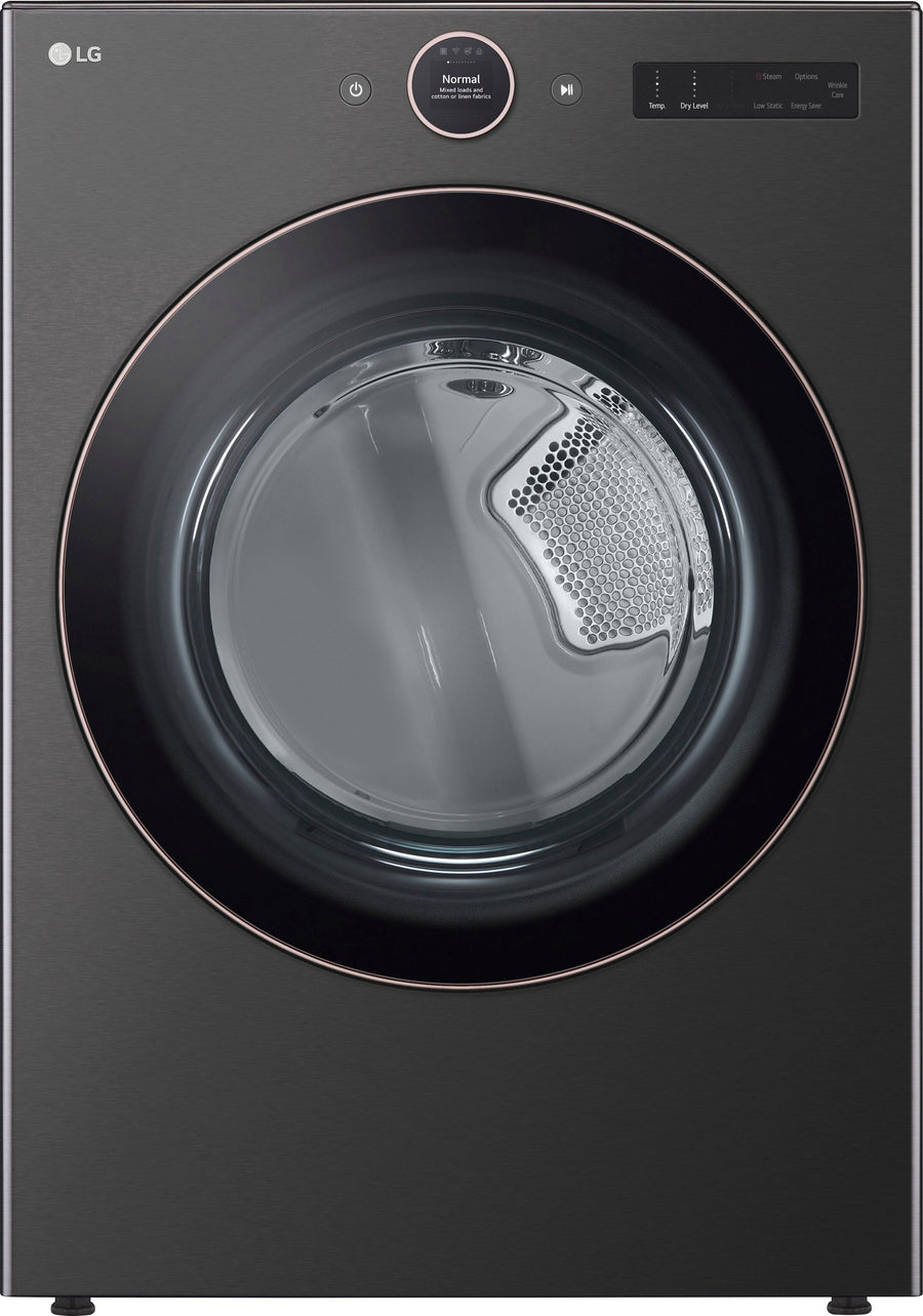 LG - 7.4 Cu. Ft. Smart Gas Dryer with Steam and Sensor Dry - Black Steel_0
