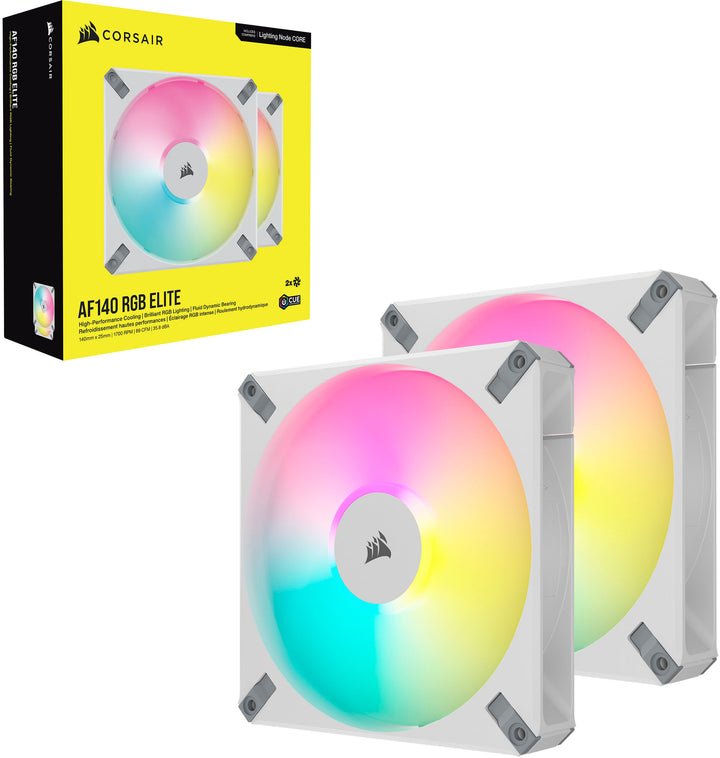 CORSAIR - AF140 RGB ELITE 140mm Fluid Dynamic Bearing Dual Fan Kit with AirGuide Technology - White_2