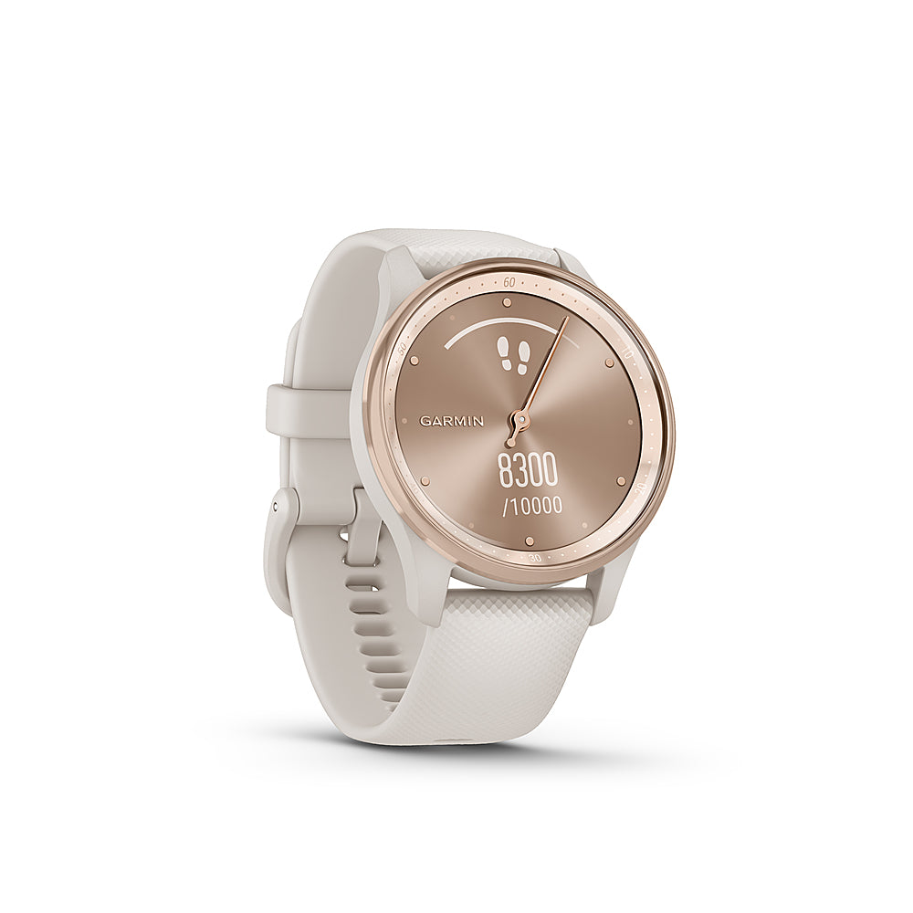 Garmin - vívomove Trend Hybrid Smartwatch 40 mm Fiber-Reinforced Polymer - Peach Gold Stainless Steel with Ivory Band_1