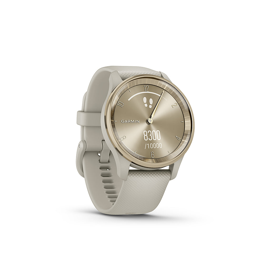Garmin - vívomove Trend Hybrid Smartwatch 40 mm Fiber-Reinforced Polymer - Cream Gold Stainless Steel with French Gray Band_5