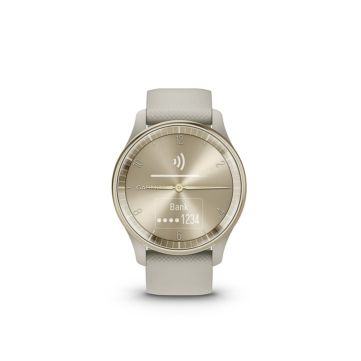 Garmin - vívomove Trend Hybrid Smartwatch 40 mm Fiber-Reinforced Polymer - Cream Gold Stainless Steel with French Gray Band_4