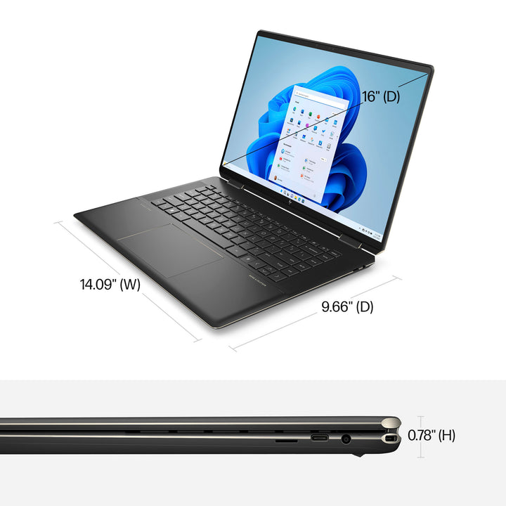 HP - Spectre 2-in-1 16" 3K+ Touch-Screen Laptop - Intel Evo Platform - Core i7 - 16GB Memory - 512GB SSD - Pen Included - Nightfall Black_11