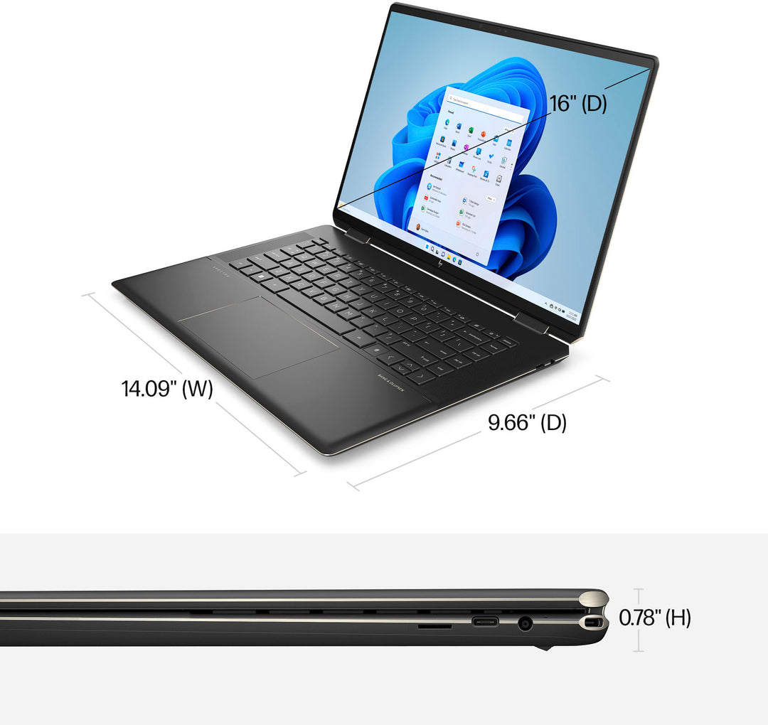 HP - Spectre 2-in-1 16" UHD+ OLED Touch-Screen Laptop - Intel Evo Platform - Core i7 - 16GB Memory - Intel Arc A370 - 1TB SSD - Nightfall Black_12