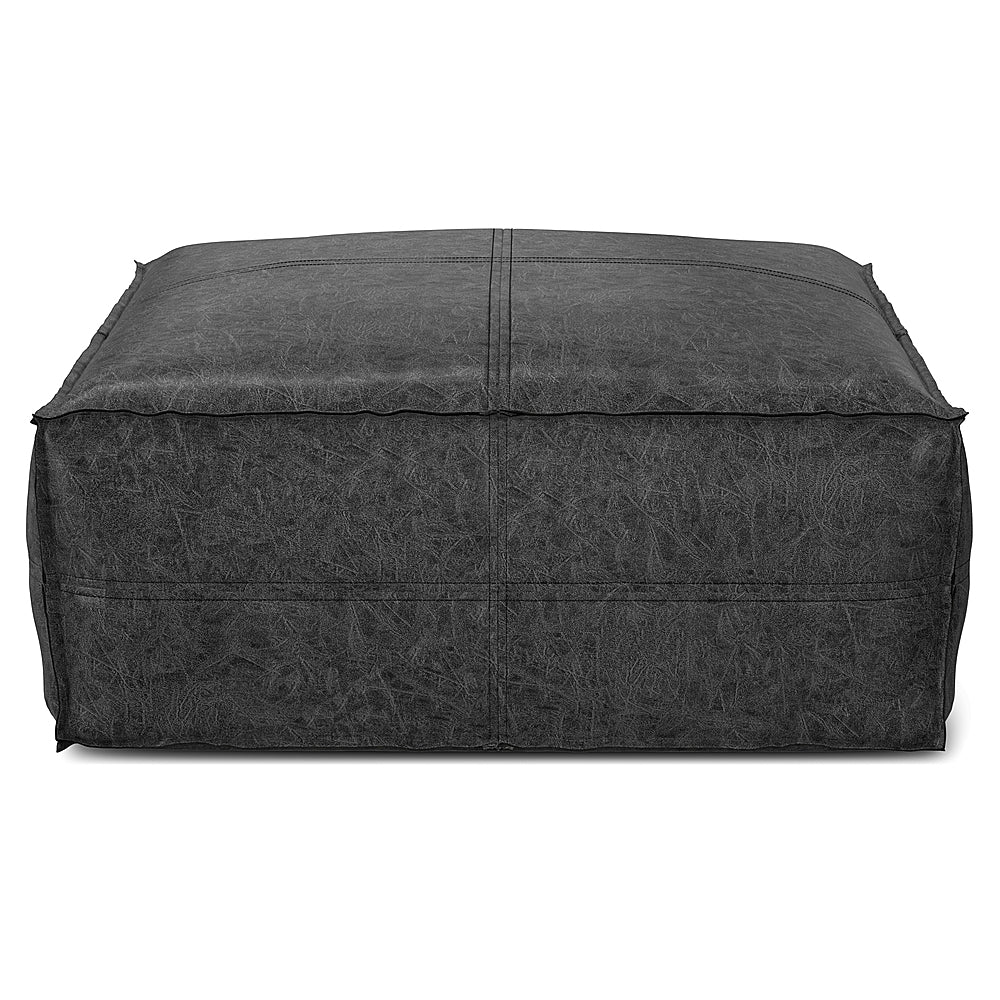 Simpli Home - Brody Large Square Coffee Table Pouf - Distressed Black_1