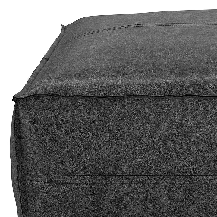 Simpli Home - Brody Large Square Coffee Table Pouf - Distressed Black_6