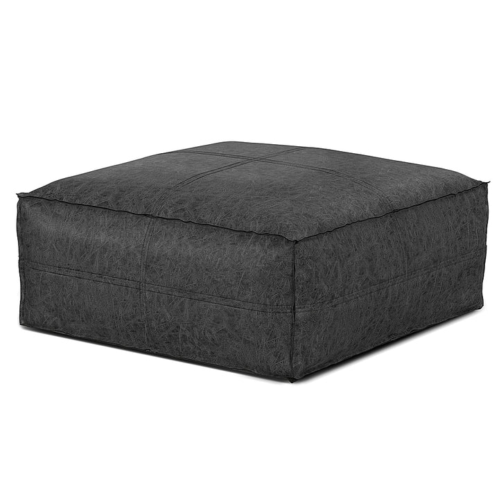 Simpli Home - Brody Large Square Coffee Table Pouf - Distressed Black_3
