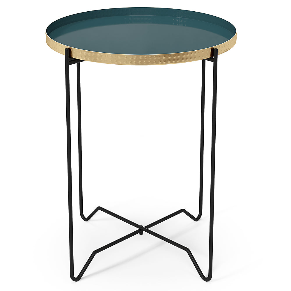 Simpli Home - Layton Round Metal Side Table - Teal_1