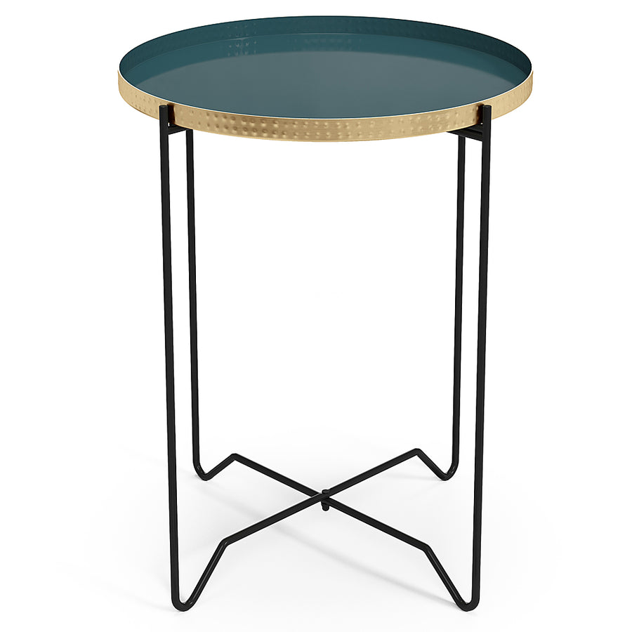 Simpli Home - Layton Round Metal Side Table - Teal_0