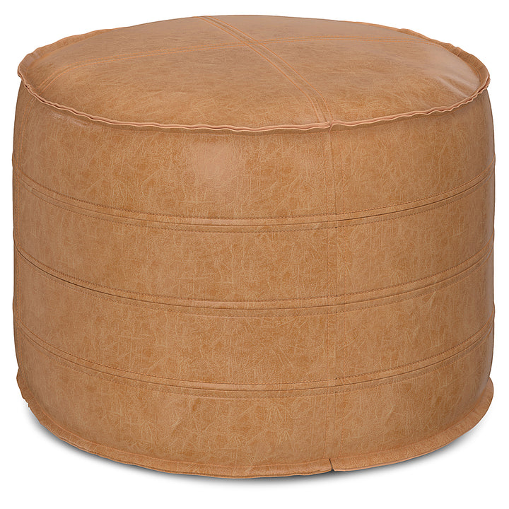 Simpli Home - Brody 20 Inch Round Pouf - Distressed Brown_1