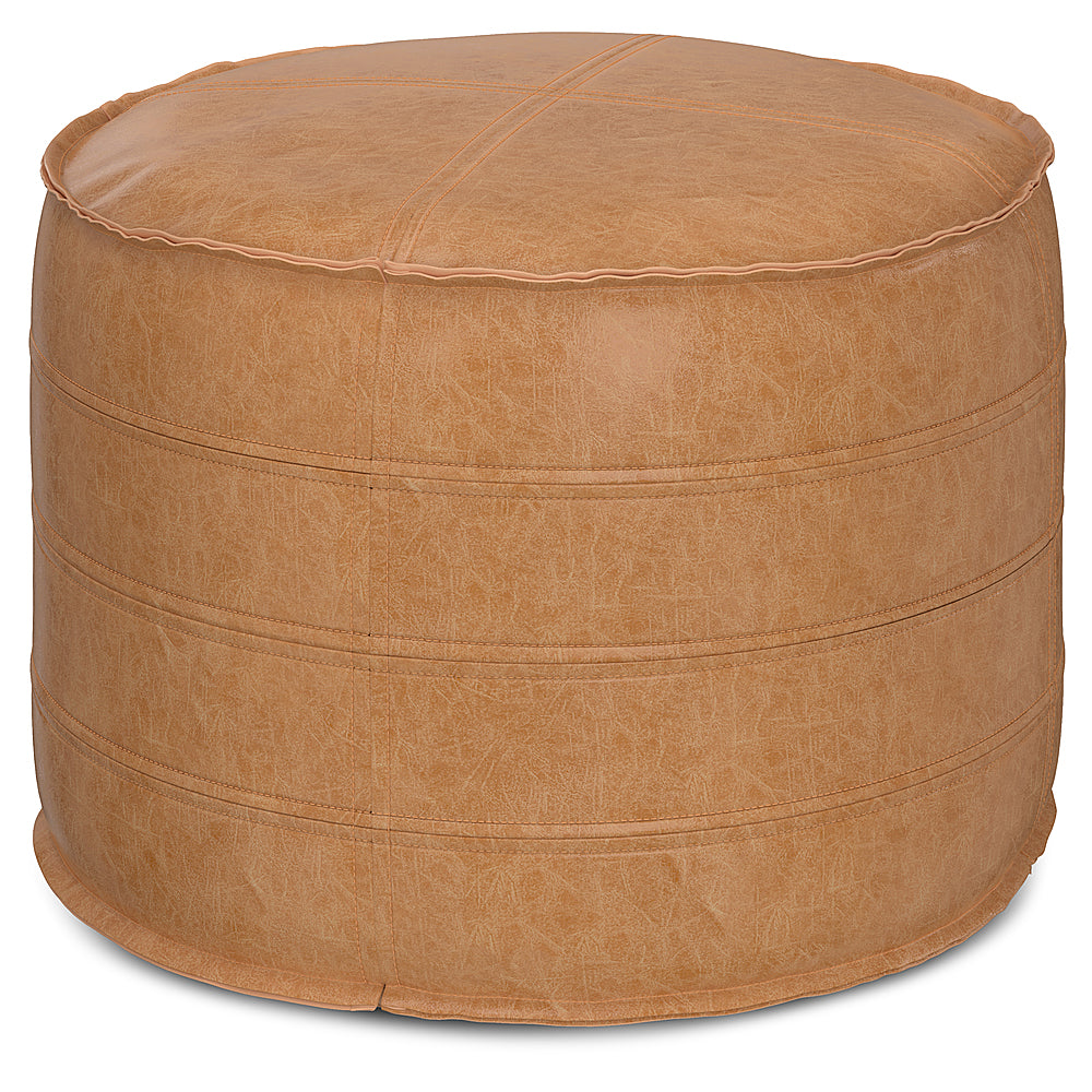 Simpli Home - Brody 20 Inch Round Pouf - Distressed Brown_0