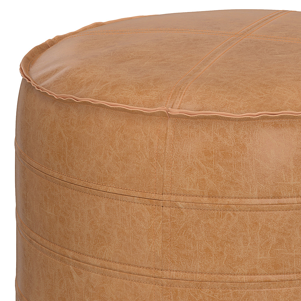 Simpli Home - Brody 20 Inch Round Pouf - Distressed Brown_3